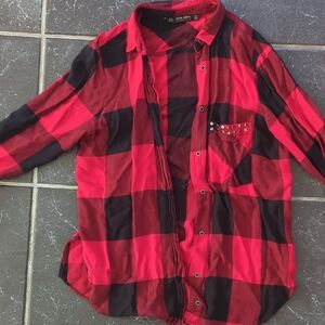 Zara Red and Black Plaid Shirt